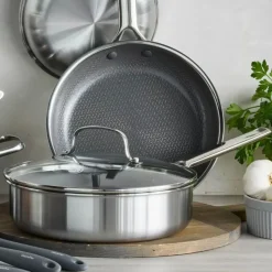 Sauté cerámica de acero inox tricapa con fondo de nido de abeja y tapa de cristal Apex GreenPan