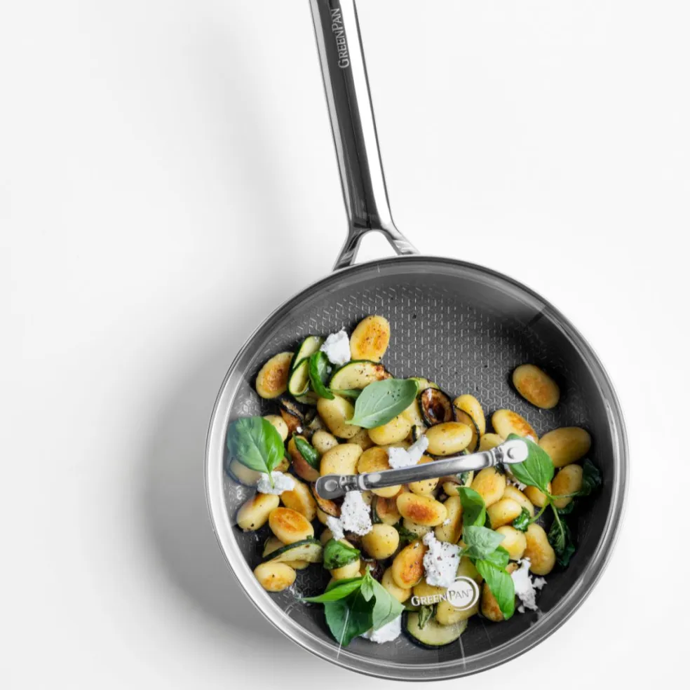Sauté cerámica de acero inox tricapa con fondo de nido de abeja y tapa de cristal Apex GreenPan