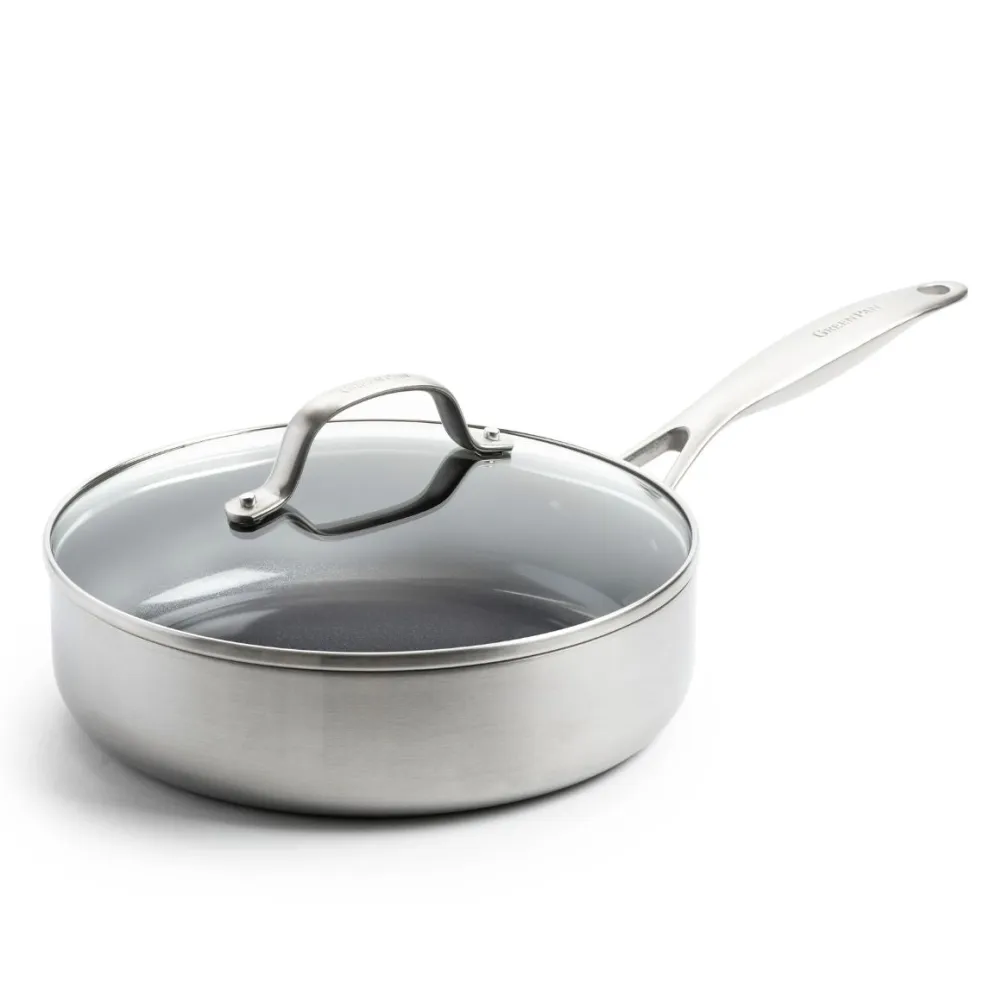 Sauté cerámica exterior acero inoxidable con tapa de cristal Geneva GreenPan
