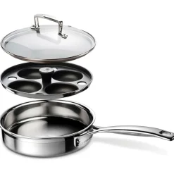 Sauté inox con accesorio para huevos poché de Le Creuset