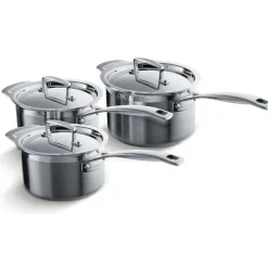 Set de 3 cazos con tapa de acero inoxidable 3-PLY Le Creuset
