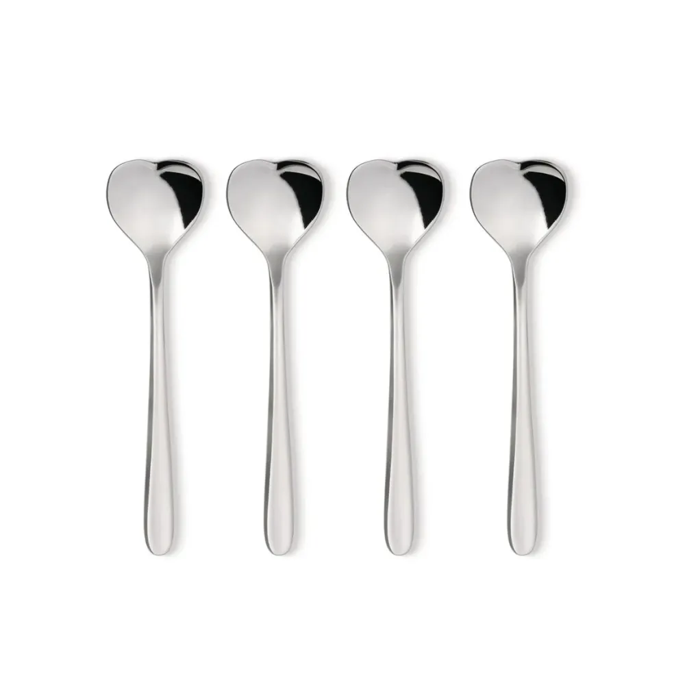 Set de 4 cucharillas de café con forma de corazón Love Caffe Alessi