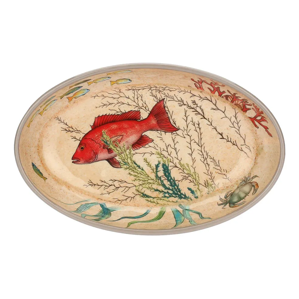 Set de 2 fuentes ovaladas de melamina Sea Life Rose & Tulipani