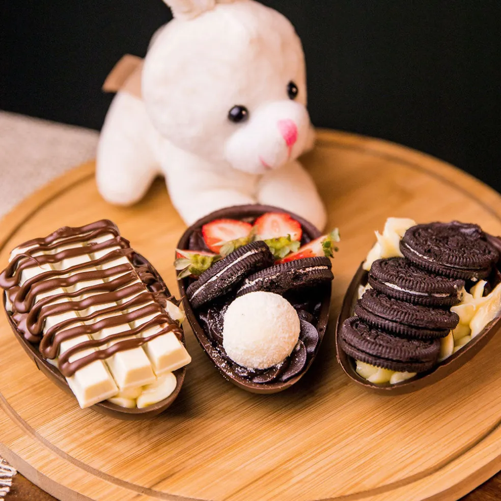 Set de 3 moldes para huevos de chocolate 3D Ibili