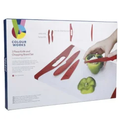 Set de 3 piezas de cuchillos y tabla de cortar Colourworks KitchenCraft