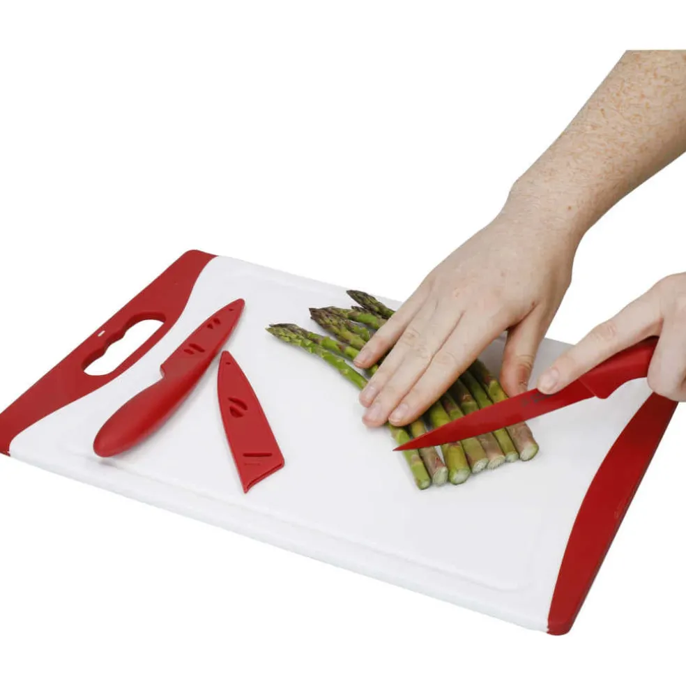 Set de 3 piezas de cuchillos y tabla de cortar Colourworks KitchenCraft