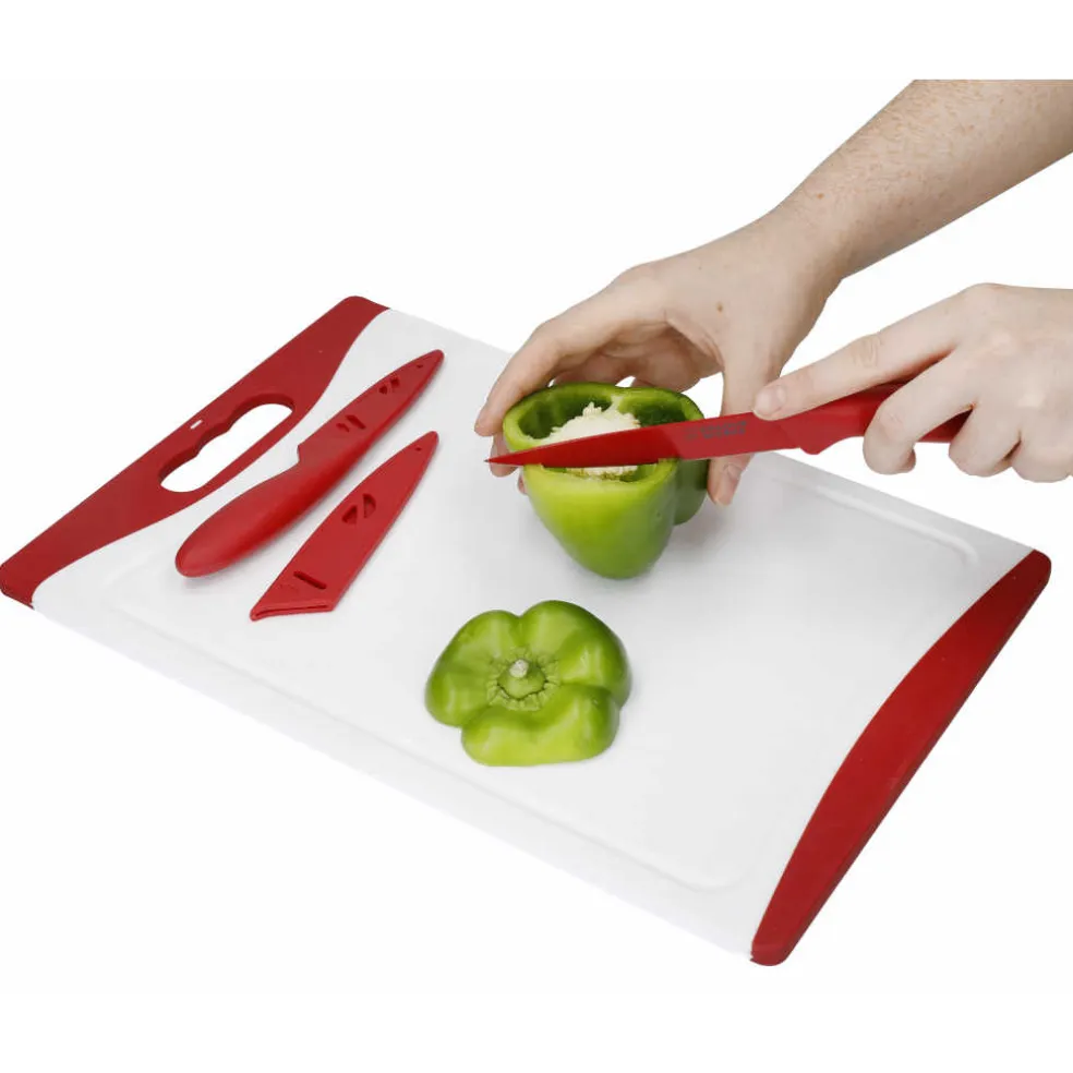 Set de 3 piezas de cuchillos y tabla de cortar Colourworks KitchenCraft