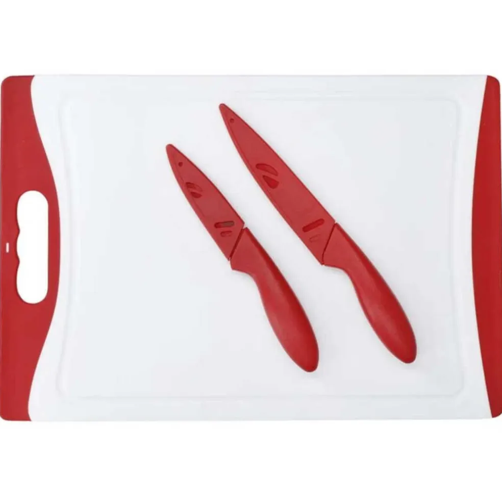 Set de 3 piezas de cuchillos y tabla de cortar Colourworks KitchenCraft
