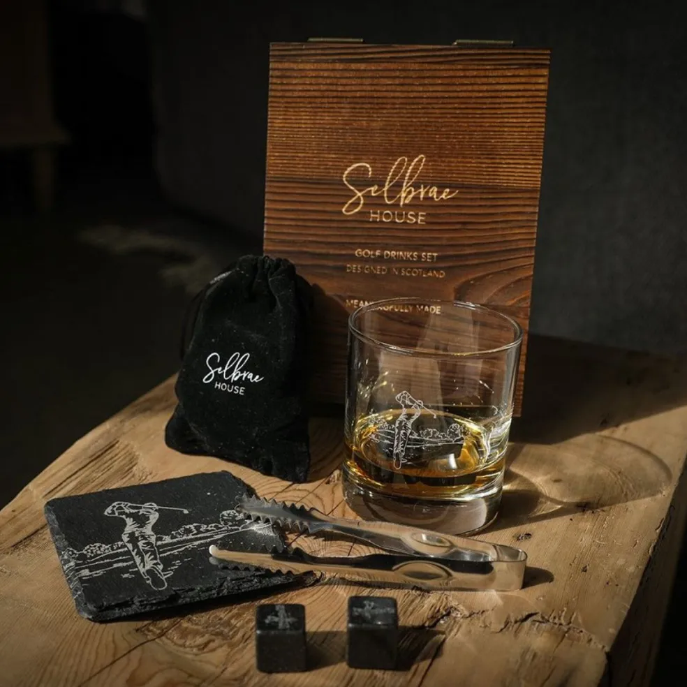 Set de 5 piezas para whisky y licores con caja de madera Selbrae