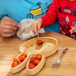Set de plato de bambú con cuchara y tenedor de acero inox Miffy Zilverstad