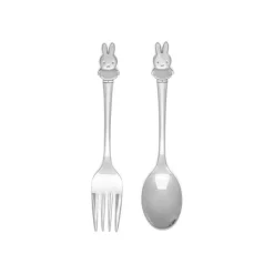 Set de plato de bambú con cuchara y tenedor de acero inox Miffy Zilverstad