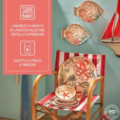 Set de 2 platos de postre de melamina Sea Life Rose & Tulipani