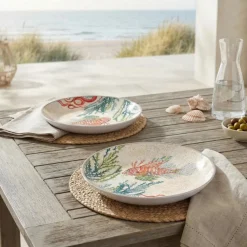 Set de 2 platos de postre de melamina Sea Life Rose & Tulipani