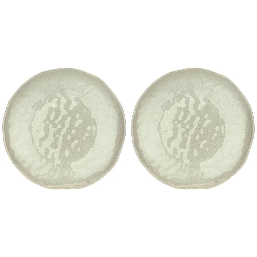Set de 2 platos de postre de melamina Atmosfera Tortora Rose & Tulipani