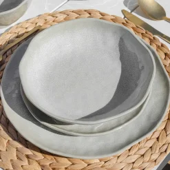 Set de 2 platos de postre de melamina Atmosfera Tortora Rose & Tulipani