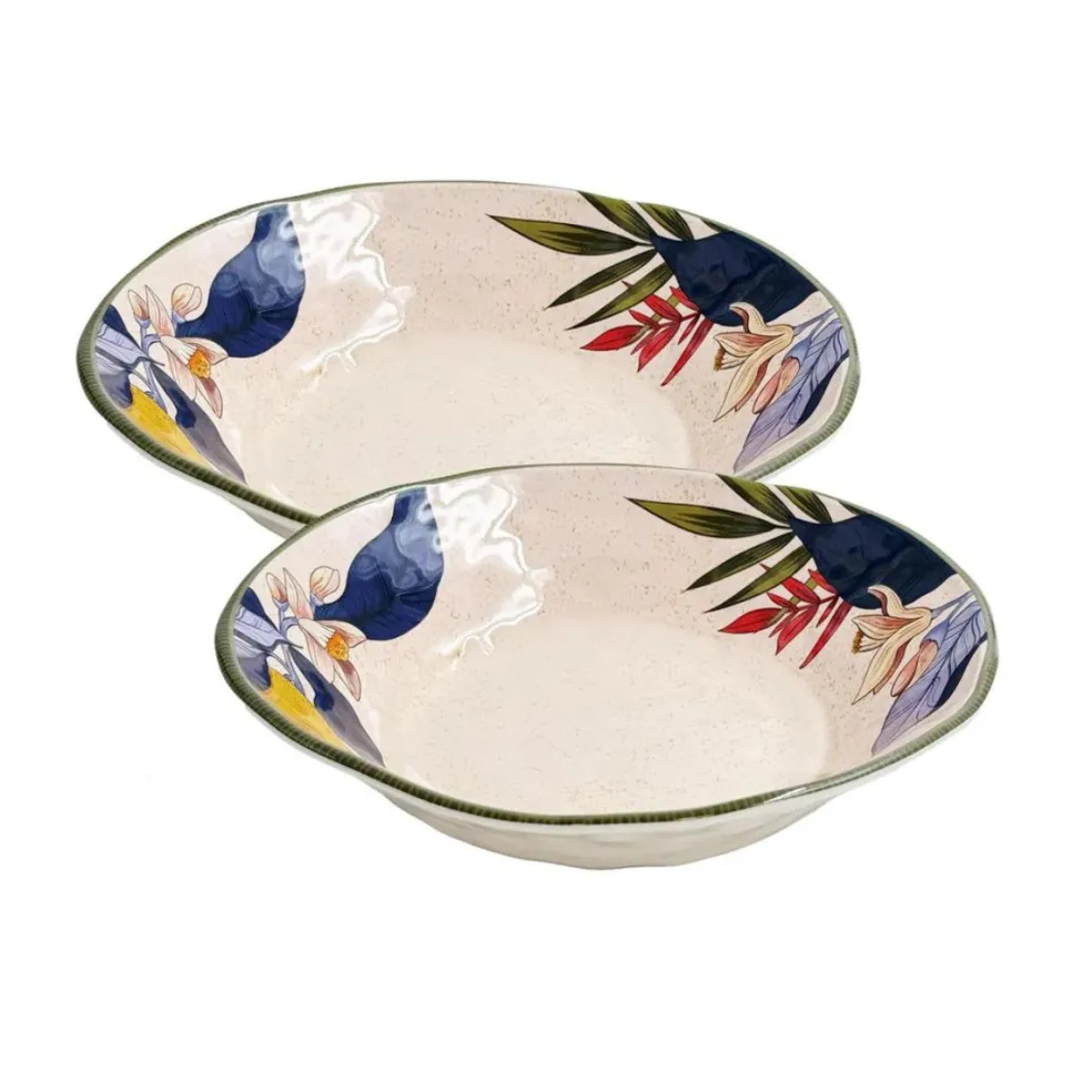 Set de 2 platos hondos de melamina Limù Rose & Tulipani