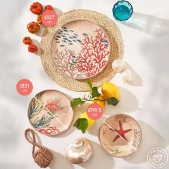 Set de 2 platos hondos de melamina Sea Life Rose & Tulipani