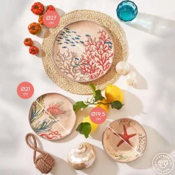 Set de 2 platos planos de melamina 27cm Sea Life Rose & Tulipani