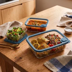 Set de 3 recipientes de cristal para conservar y cocinar Pebbly