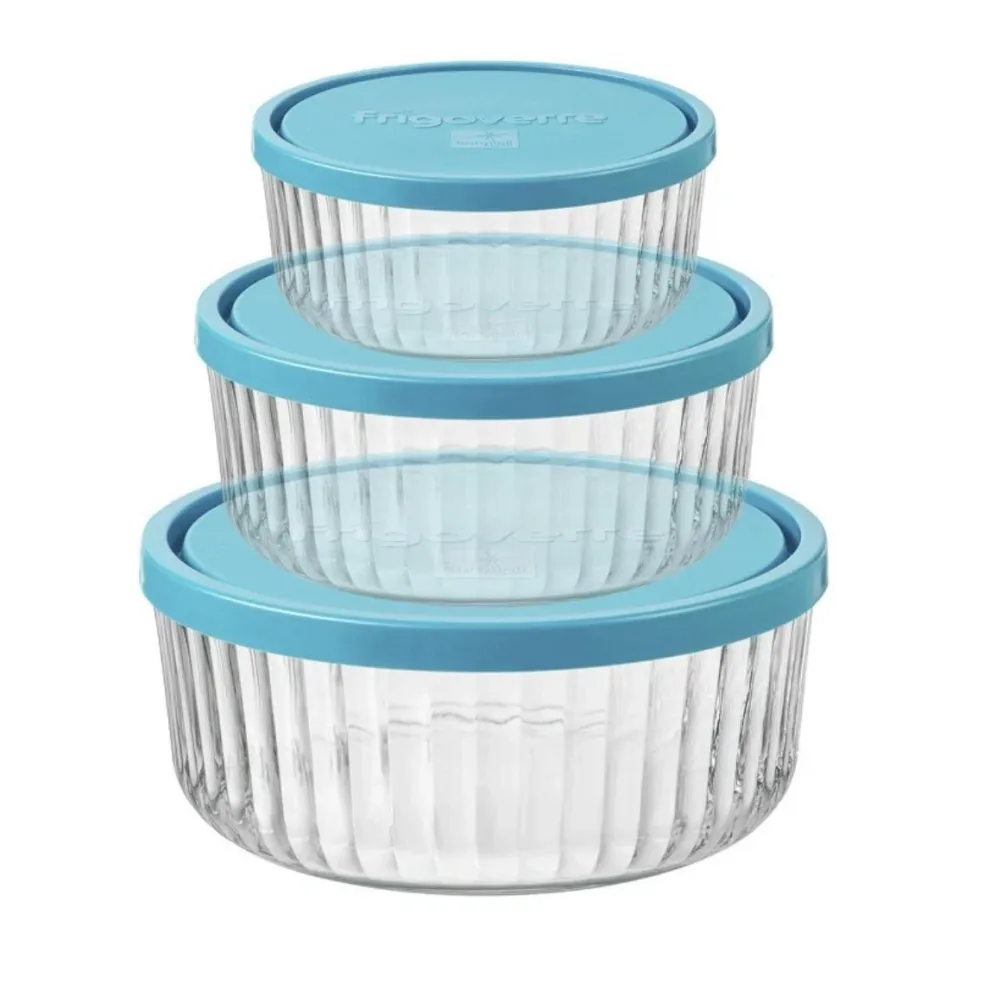 Set de 3 recipientes de cristal con tapa Frigoverre Bormioli Rocco