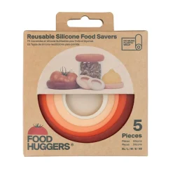 Set de 5 tapas de silicona para alimentos y recipientes Food Huggers