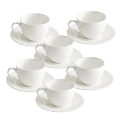 Set de 6 tazas con plato de porcelana Collina La Porcellana Bianca