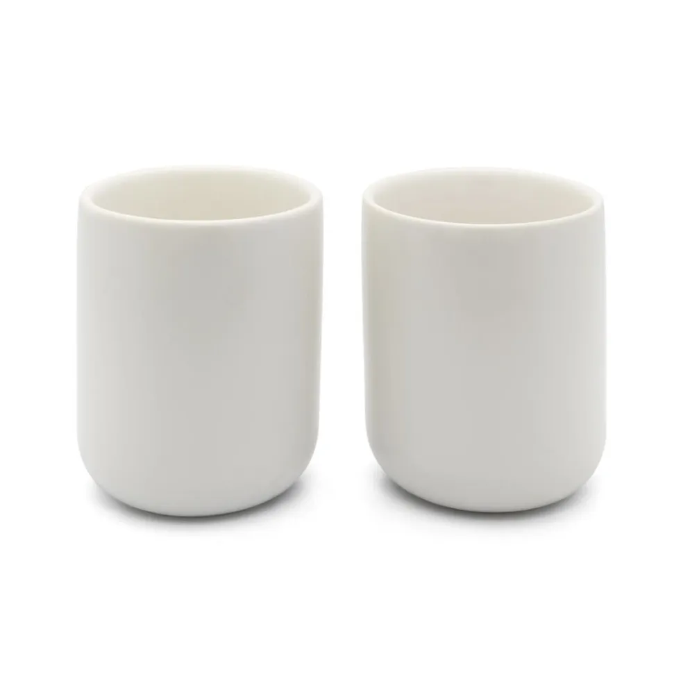 Set de 2 vasos cerámicos con posavasos de bambú Umea Bredemeijer