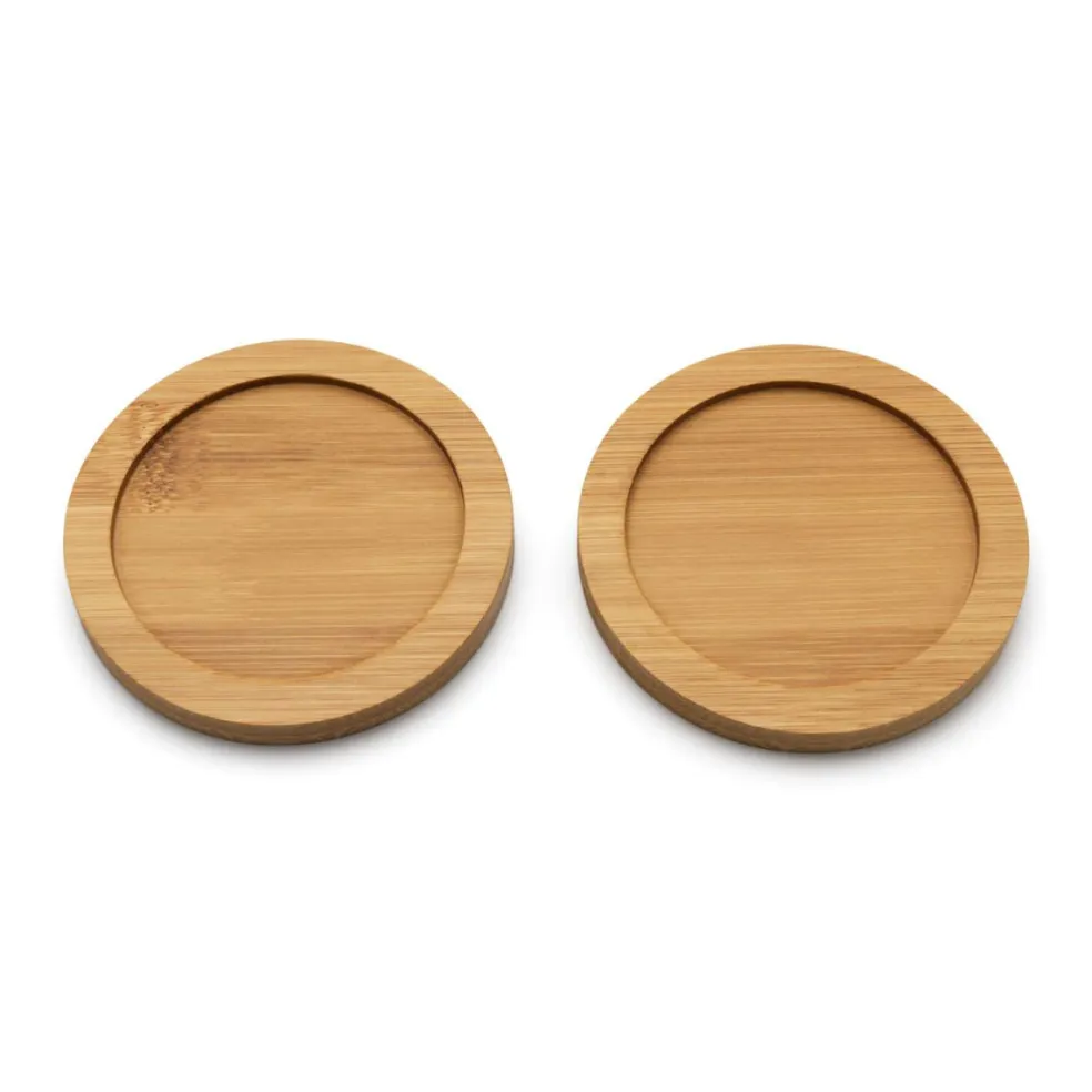 Set de 2 vasos cerámicos con posavasos de bambú Umea Bredemeijer