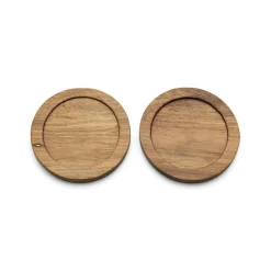 Set de 2 vasos cerámicos con posavasos de bambú Umea Bredemeijer