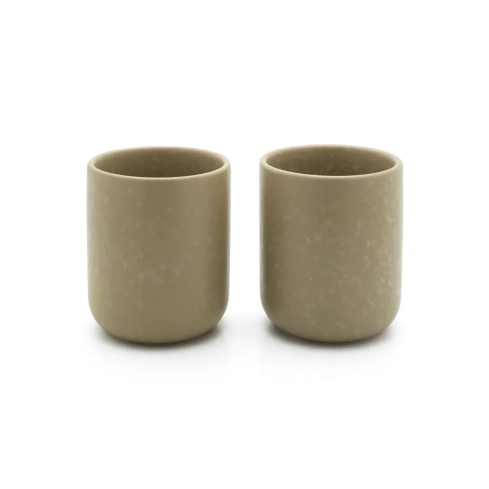 Set de 2 vasos cerámicos con posavasos de bambú Umea Bredemeijer