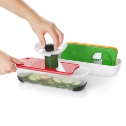 Set espiralizador, rallador y mandolina con contenedor OXO