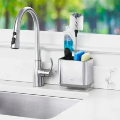 Soporte para cepillos y estropajos de acero inoxidable OXO