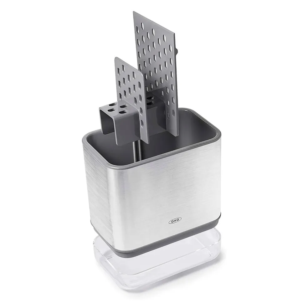 Soporte para cepillos y estropajos de acero inoxidable OXO