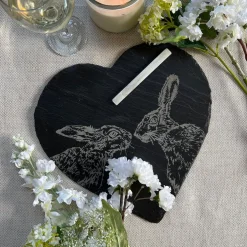Tabla de pizarra corazón para quesos y aperitivos Selbrae