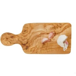 Tabla rectangular para servir y cortar de madera de olivo con mango Selbrae