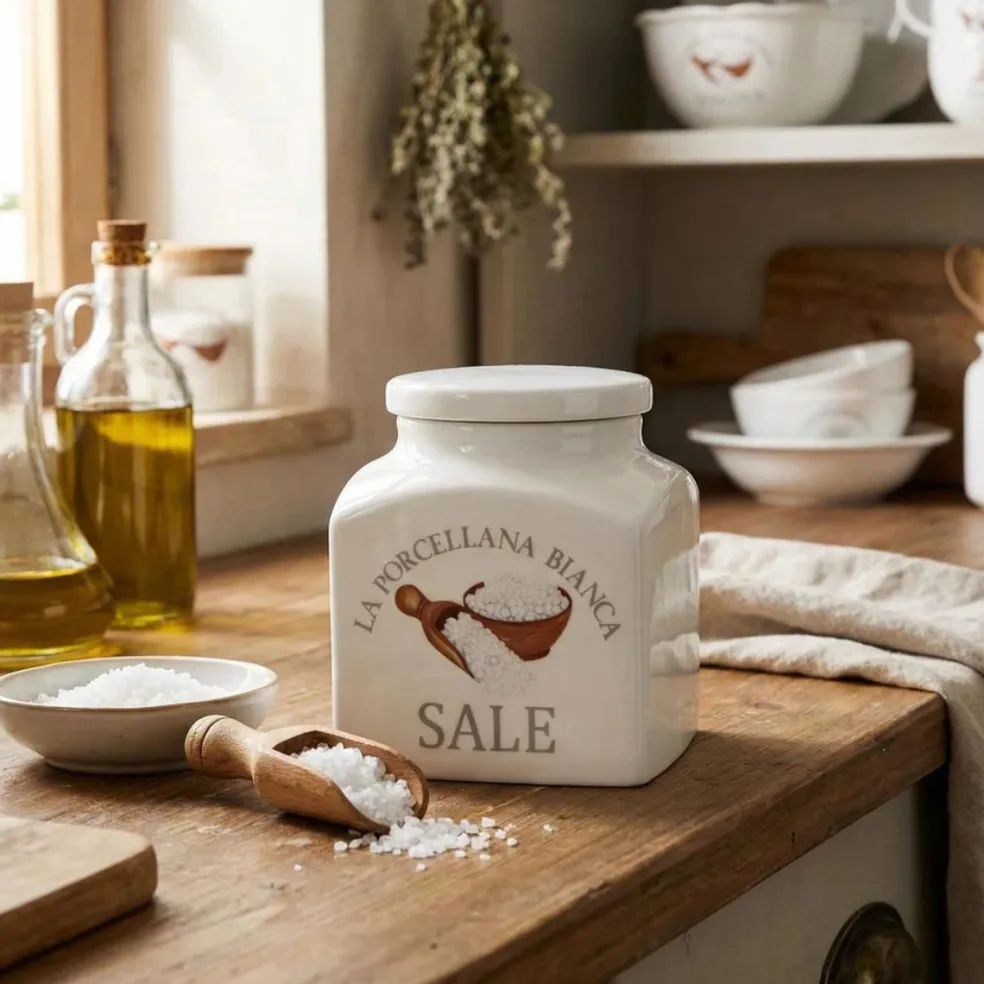 Tarro de porcelana para sal Conserva La Porcellana Bianca