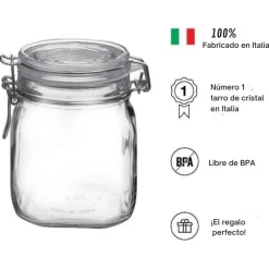 Tarro hermético de cristal con etiqueta Fido Bormioli Rocco