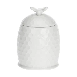 Tarro para la miel de porcelana con cuchara de madera Aperegina La Porcellana Bianca