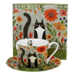 Taza para té con plato de porcelana Duo