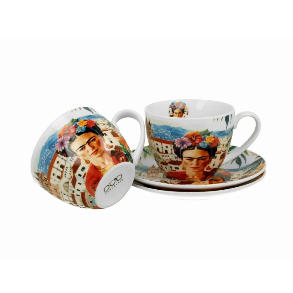 Taza para té con plato de porcelana Duo