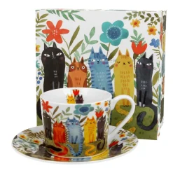 Taza para té con plato de porcelana Duo