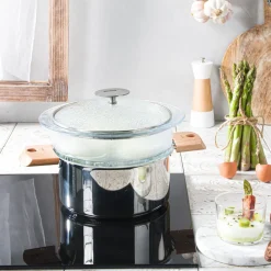 Vaporera de vidrio con tapa Cristel
