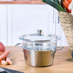 Vaporera de vidrio con tapa Cristel