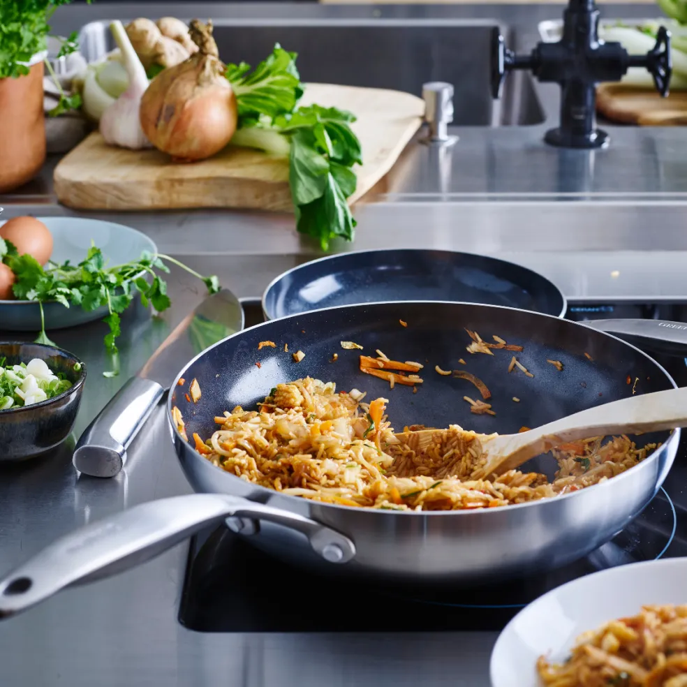 Wok cerámico con exterior de acero inoxidable Geneva GreenPan