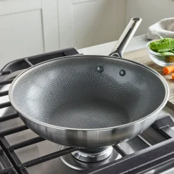 Wok cerámico de acero inoxidable tricapa con fondo de nido de abeja Apex GreenPan