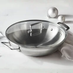 Wok de acero inoxidable con tapa de cristal Tricapa 3-PLY Le Creuset