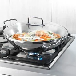 Wok de acero inoxidable con tapa y rejilla Zwilling Plus
