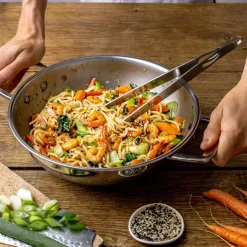 Wok de acero inoxidable 3-Ply con tapa de cristal Castel'Pro Cristel