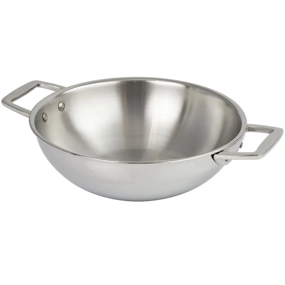 Wok de acero inoxidable 3-Ply con tapa de cristal Castel'Pro Cristel