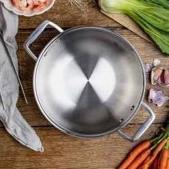 Wok de acero inoxidable 3-Ply con tapa de cristal Castel'Pro Cristel